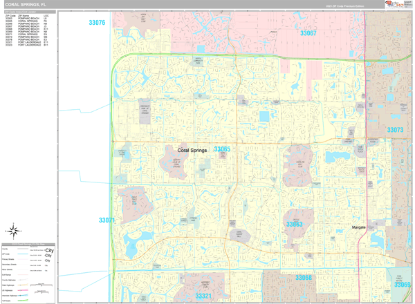 Coral Springs City Digital Map Premium Style